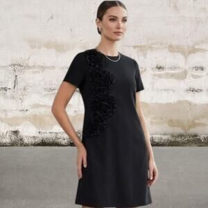 Gracia NWT Black Mini Dress with Ruffle Detail Size Medium